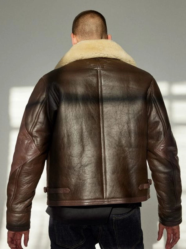 navy m 445a flight leather shearling jacket..