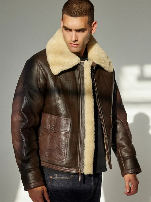 navy m 445a flight leather shearling jacket