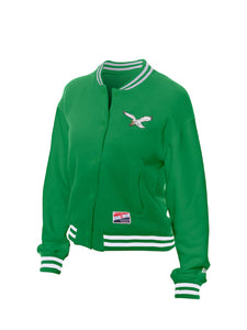new era kelly green philadelphia eagles throwback fleece jacket..