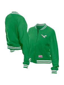 new era kelly green philadelphia eagles throwback fleece jacket.