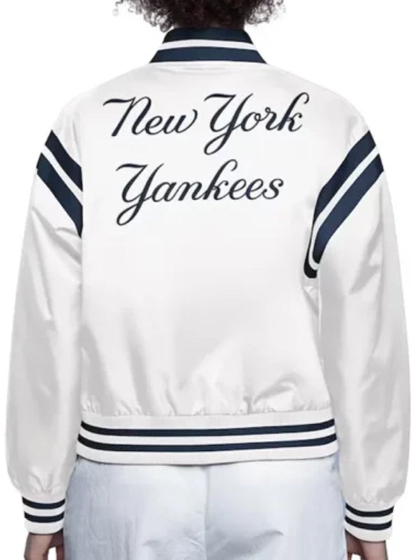 ny yankees white full count satin jacket.