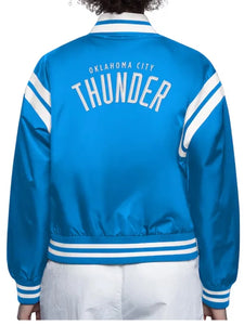 oklahoma city thunder blue full count satin jacket.