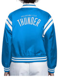 oklahoma city thunder blue full count satin jacket.