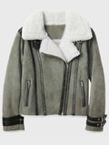 product womens shearling gray leather jacket.