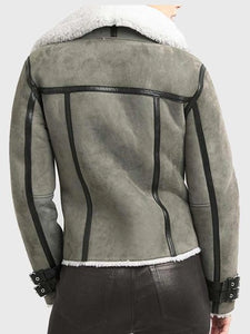 product womens shearling gray leather jacket
