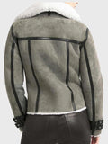 product womens shearling gray leather jacket