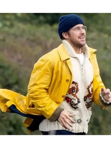 project hail mary ryan gosling yellow leather coat..
