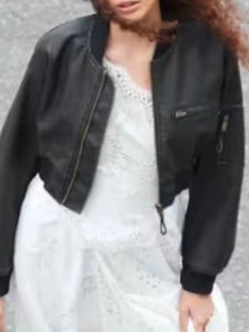 pushers 2025 rosie jones black leather jacket.