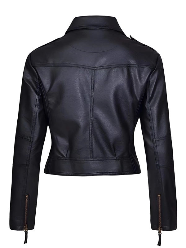 Women’s Quilted Style Black Leather Jacket