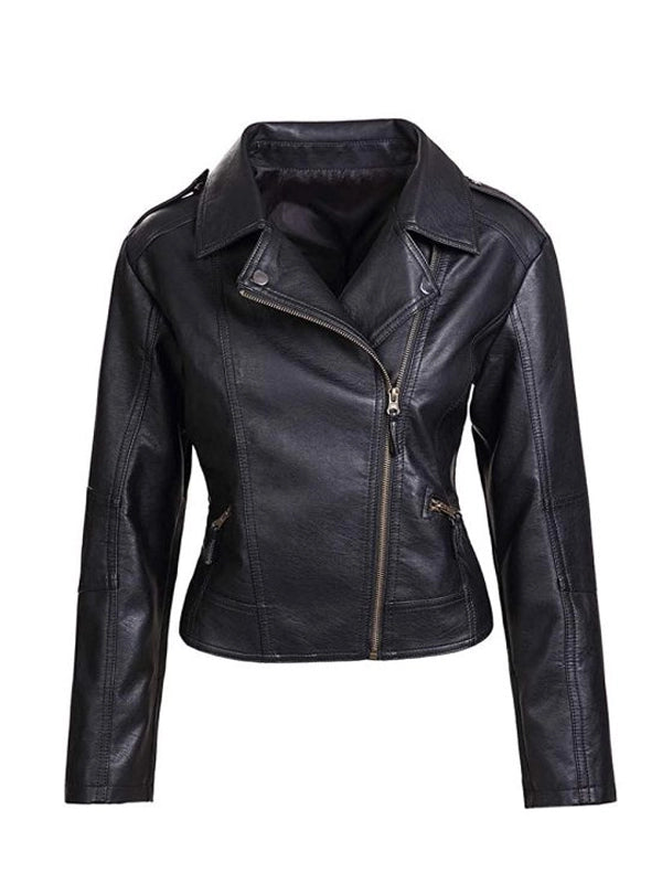 Women’s Quilted Style Black Leather Jacket