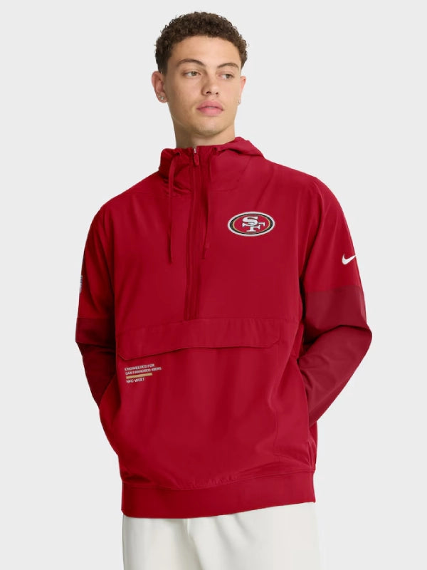 san francisco 49ers sideline anorak half zip hoodie jacket..