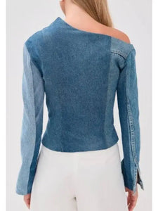 sherri 2025 mara s campo denim off shoulder jacket..