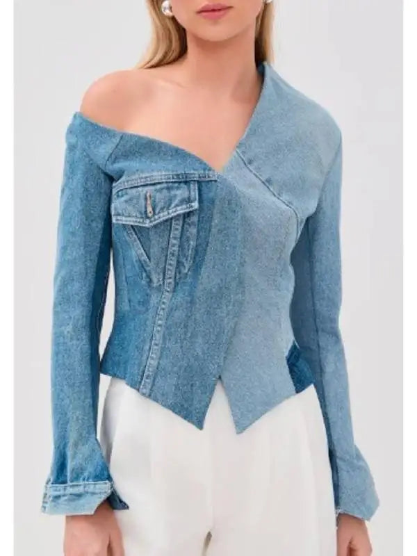 sherri 2025 mara s campo denim off shoulder jacket