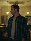 smoke 2025 taron egerton blue check shirt.