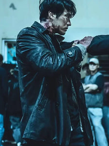 so ji seob mercy for none s01 black leather coat..