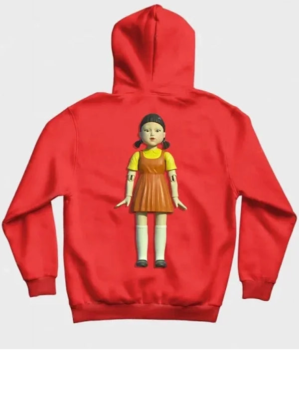 squid game doll red light green light hoodie..