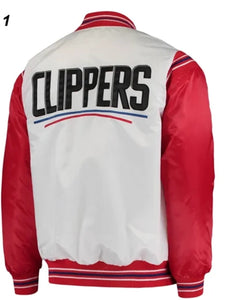 starter los angeles clippers renegade varsity satin jacket.