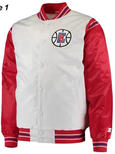 starter los angeles clippers renegade varsity satin jacket