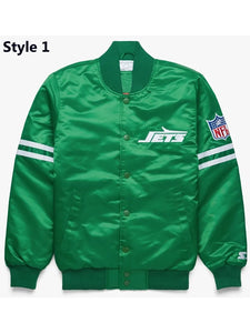 striped new york jets green satin jacket