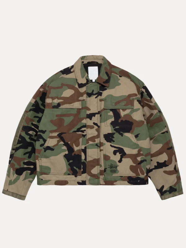stussy camo utility work jacket
