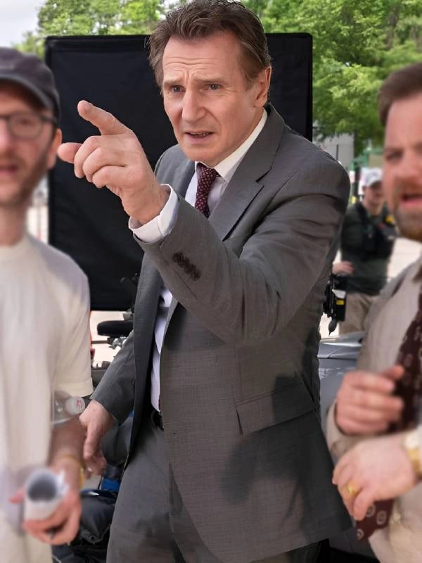 the naked gun liam neeson suit..