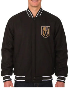 varsity vegas golden knights black wool jacket