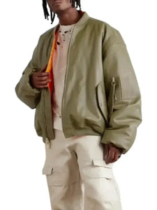 vetements oversized leather bomber jacket.