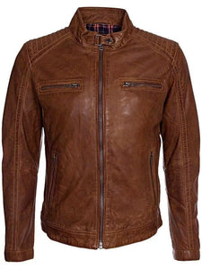 waxed leather biker jacket