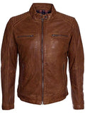 waxed leather biker jacket