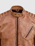 waxed tan leather jacket..