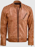 waxed tan leather jacket