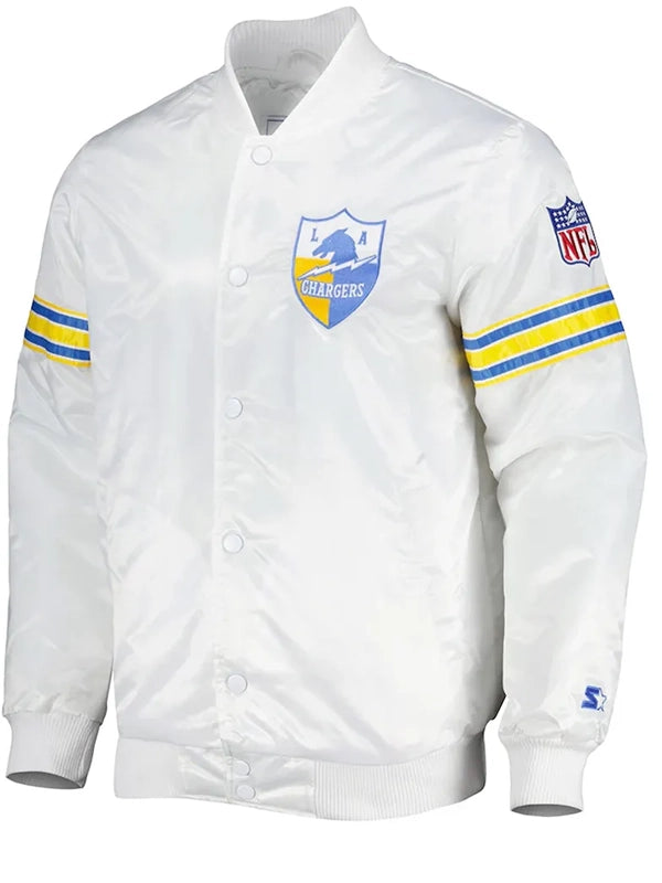 white the power forward la chargers satin jacket