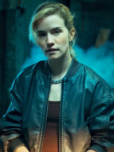 willa fitzgerald relay bomber leather jacket.