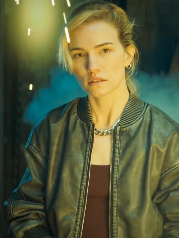 willa fitzgerald relay bomber leather jacket