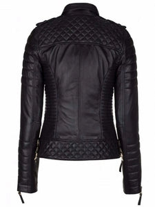 women slim fit biker leather jacket.