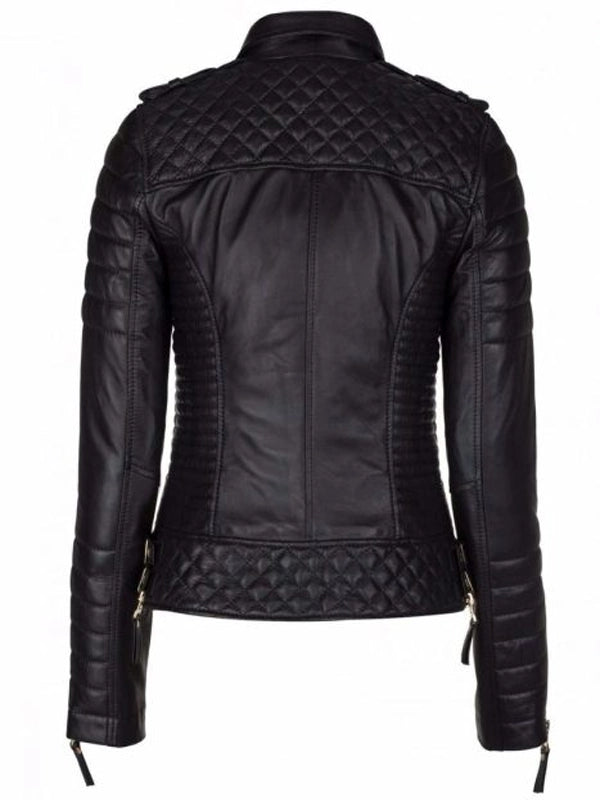 women slim fit biker leather jacket.
