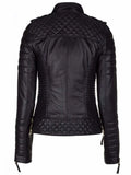 women slim fit biker leather jacket.