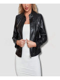 women v style biker leather jacket