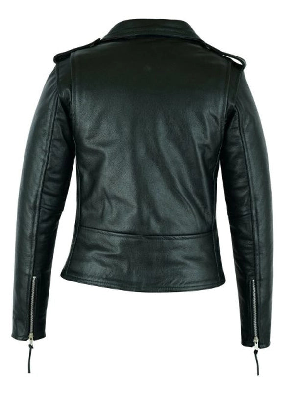 Women Brando Style Leather Motorcycle Jacket Black