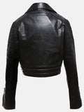 womens asymmetrical cropped leather jacket..