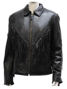 womens black leather fringer jacket