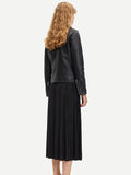 womens black leather motor cycle jacket..