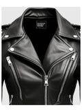 womens black studded leather jacket..