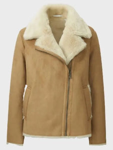 womens brown faux shearling jacket