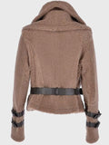 womens brown shearling fur jacket.