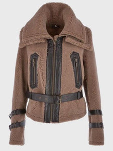 womens brown shearling fur jacket