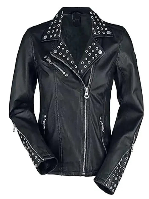 womens cafe racer leather biker jacket black cross zipper