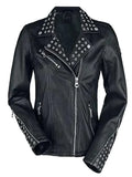 womens cafe racer leather biker jacket black cross zipper