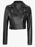womens colleen cropped leather biker jacket