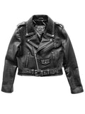 womens cropped studded leather jacket